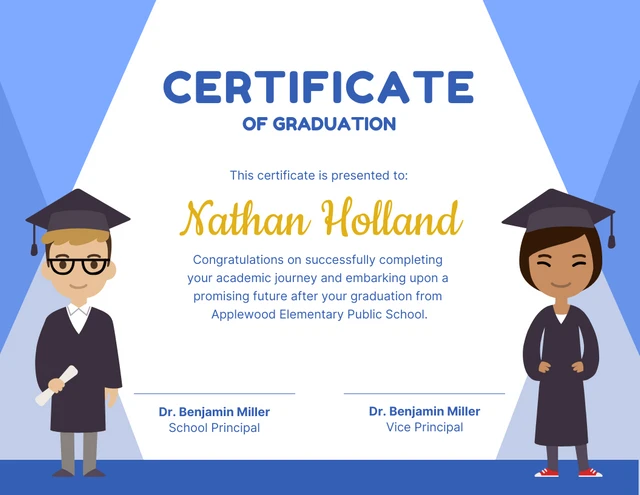 Certificado de Escola de Graduação de Estudante de Ilustração Template Modelo de certificado escolar de graduação de estudante de ilustração