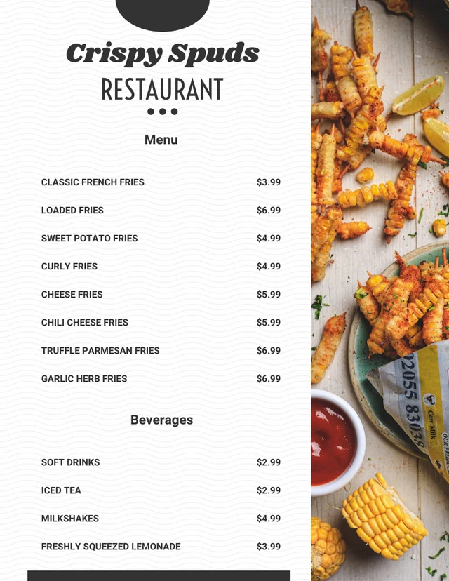 White And Black Simple Restaurant Lunch Menu Template White And Black Simple Restaurant Lunch Menu Template