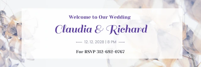 Faixa de casamento roxa florida Template Modelo de banner de casamento roxo florido